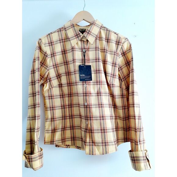SOHO Babe Camel Yellow Plaid Woven LS Button Shirt JR. Size Large NWT - Picture 12 of 14